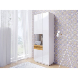 Silke 12 Tall Display Cabinet 80cm - White Gloss / Concrete Grey 80cm - thumbnail 3