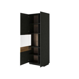 Silke 12 Tall Display Cabinet 80cm - White Gloss / Concrete Grey 80cm - thumbnail 3