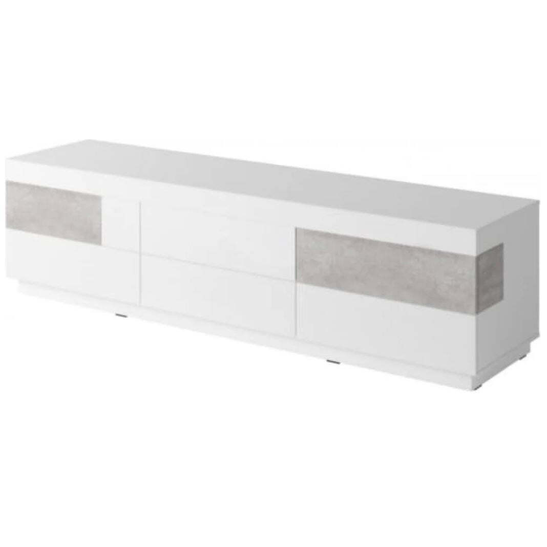 Silke 40 TV Cabinet 206cm - White Gloss / Concrete Grey 206cm - image 1