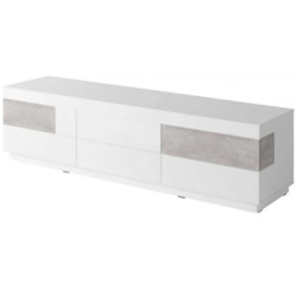 Silke 40 TV Cabinet 206cm - White Gloss / Concrete Grey 206cm - thumbnail 1