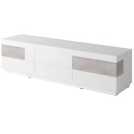 Silke 40 TV Cabinet 206cm - White Gloss / Concrete Grey 206cm