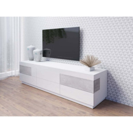 Silke 40 TV Cabinet 206cm - White Gloss / Concrete Grey 206cm - thumbnail 3