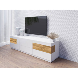 Silke 40 TV Cabinet 206cm - White Gloss / Concrete Grey 206cm - thumbnail 2