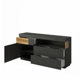 Silke 47 Sideboard Cabinet 169cm - White Gloss / Concrete Grey 169cm - thumbnail 3