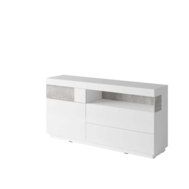 Silke 47 Sideboard Cabinet 169cm - White Gloss / Concrete Grey 169cm