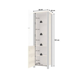 Olin 05 Tall Display Cabinet 56cm - Appenzeller Fichte Oak 56cm - thumbnail 3