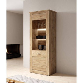 Kanton Tall Display Cabinet - Oak Bartex 74cm - thumbnail 2