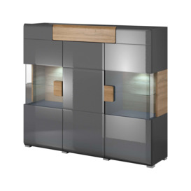 Toledo 46 Display Cabinet 147cm - Grey Gloss 147cm - thumbnail 1