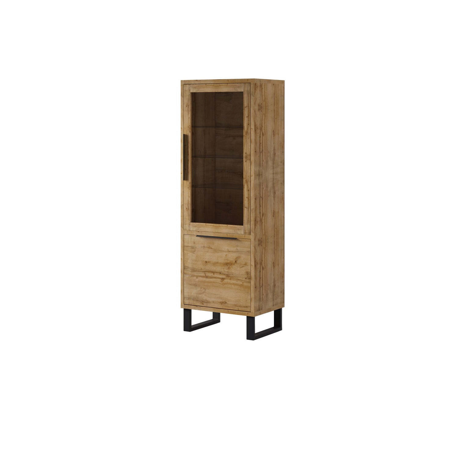 Halle 05 Tall Display Cabinet 84cm - Oak Wotan 64cm - image 1