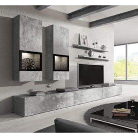 "Baros 10 Entertainment Unit For TVs Up To 75"" - Concrete Grey 270cm"