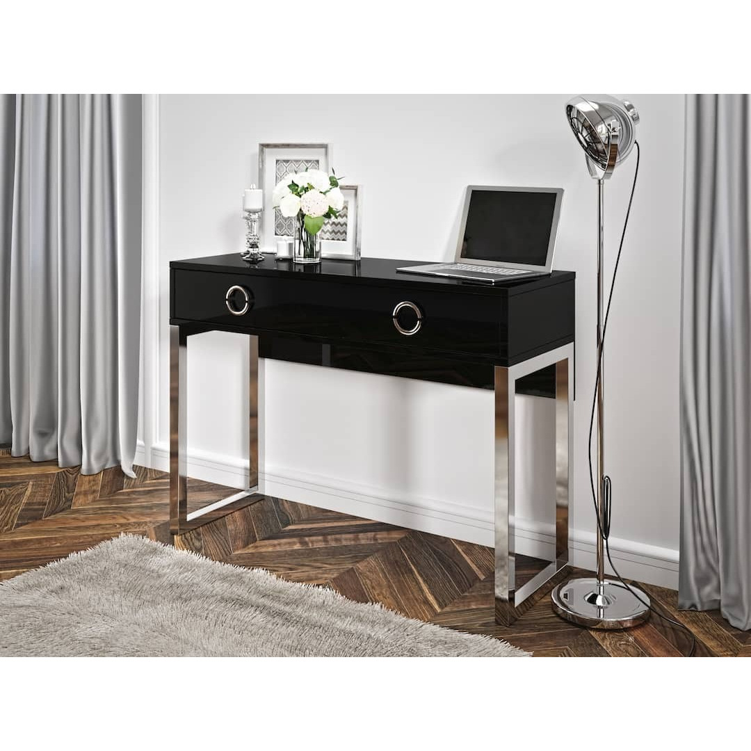 Milla Desk with Drawer 110cm - Black Gloss 110cm - image 1
