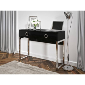 Milla Desk with Drawer 110cm - Black Gloss 110cm - thumbnail 1