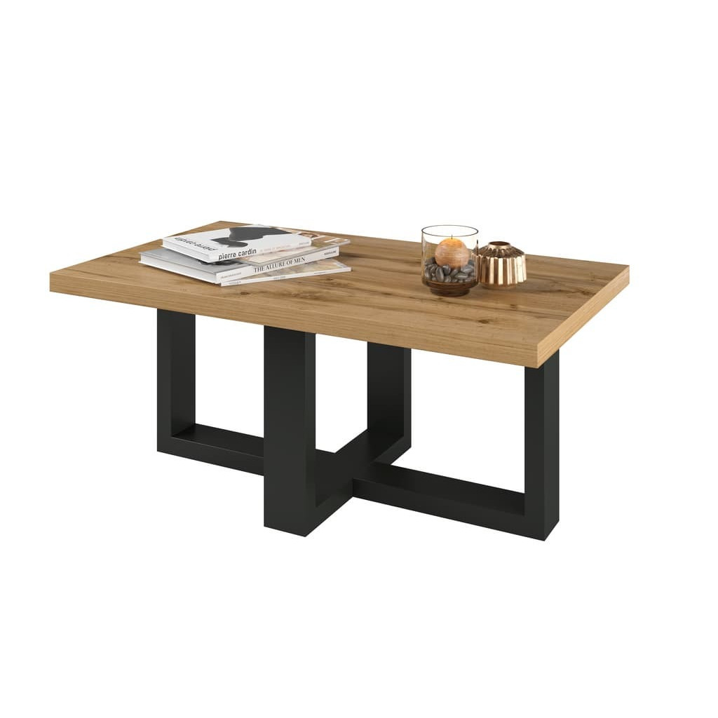 Eko 99 Coffee Table 102cm - Oak Wotan & Black 102cm - image 1
