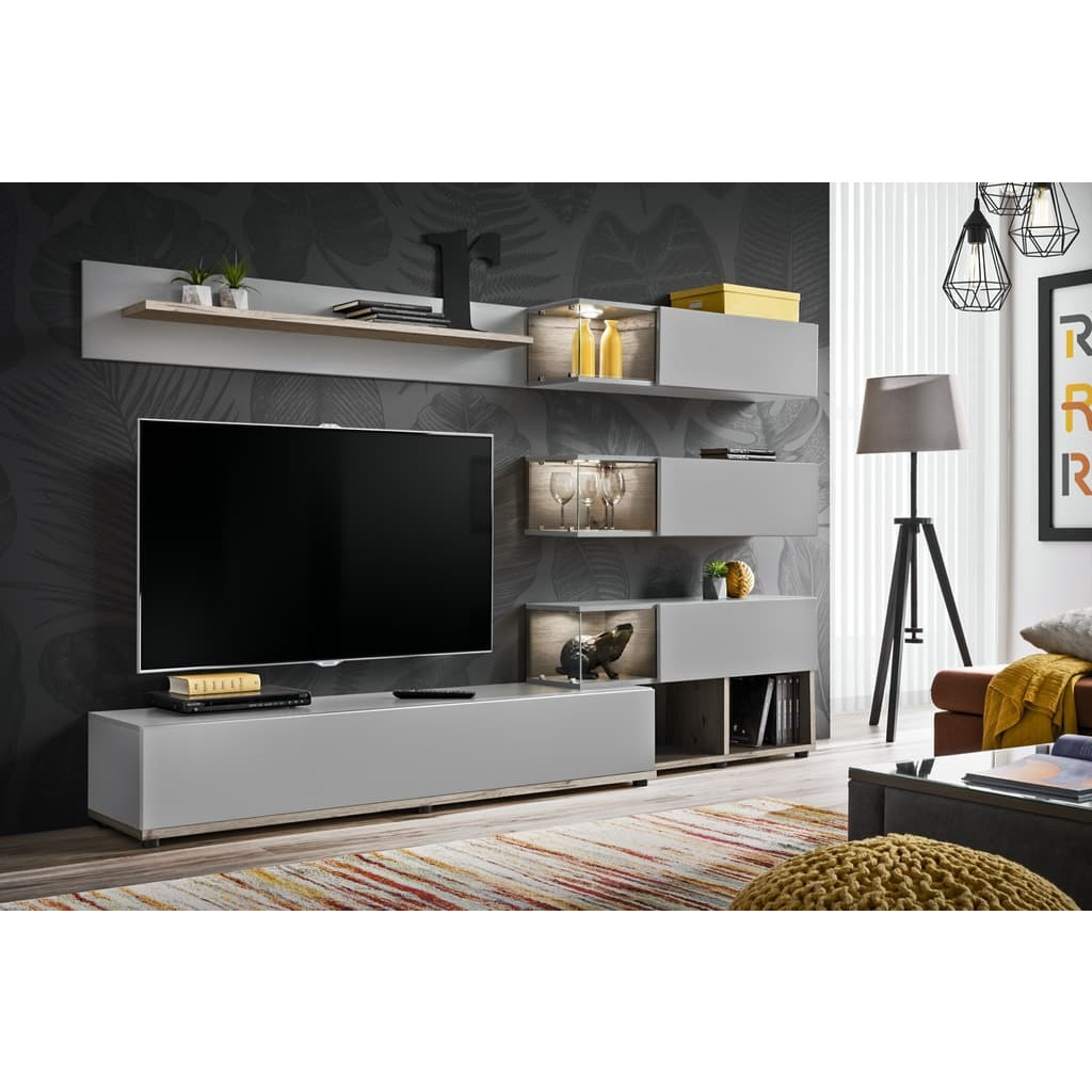 "Silk Entertainment Unit For TVs Up To 55"" - Pearl Grey 240cm" - image 1