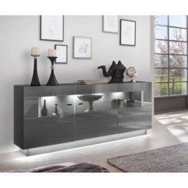 Denira 84 Display Sideboard Cabinet - 160cm Graphite Grey - thumbnail 1