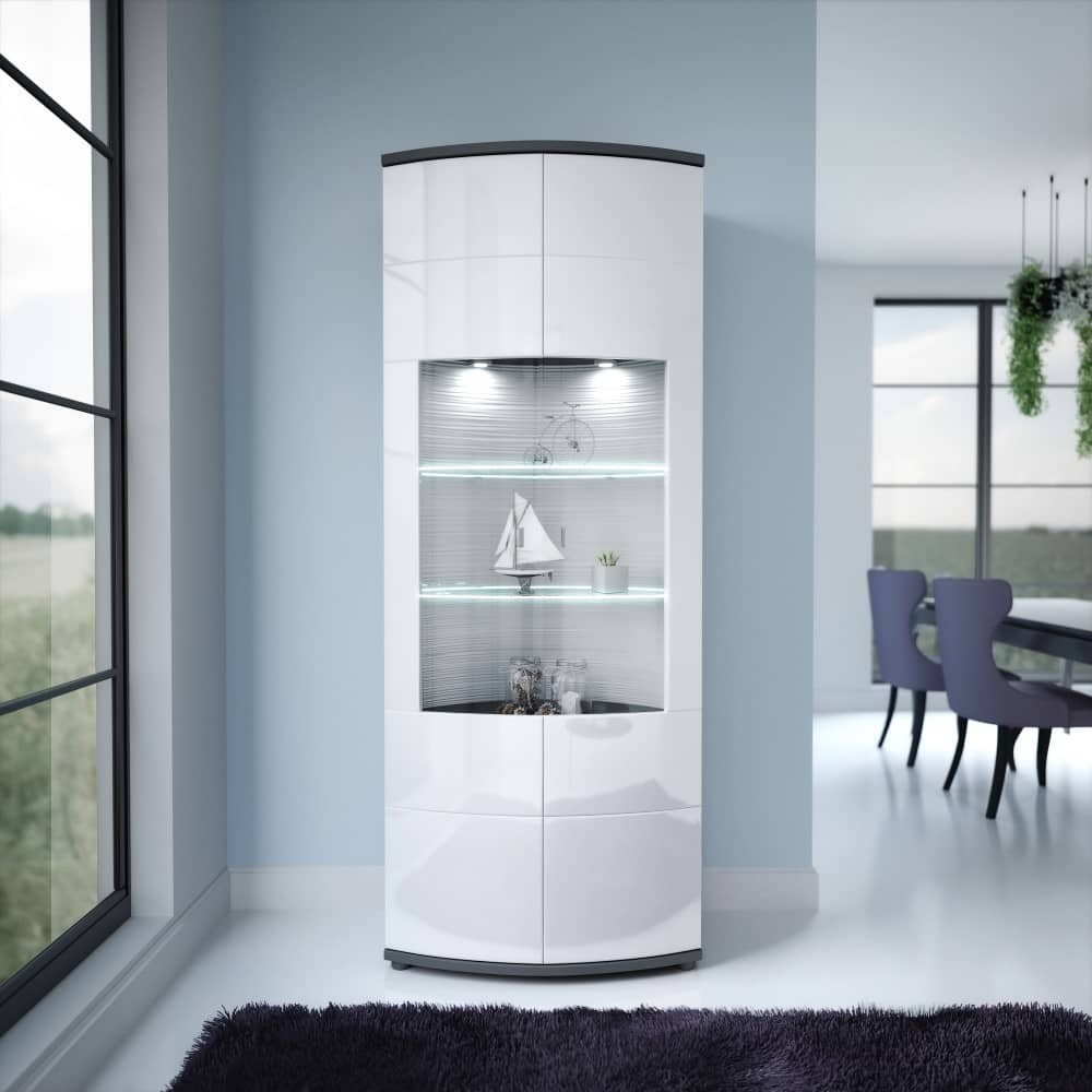 Gate 14 Tall Display Cabinet 80cm - 80cm White Gloss - image 1