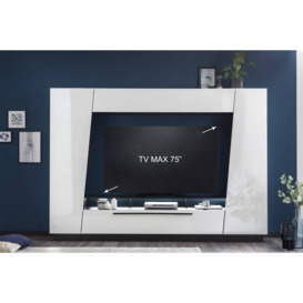 "Media Entertainment Unit For TVs Up To 75"" - White Gloss 275cm"