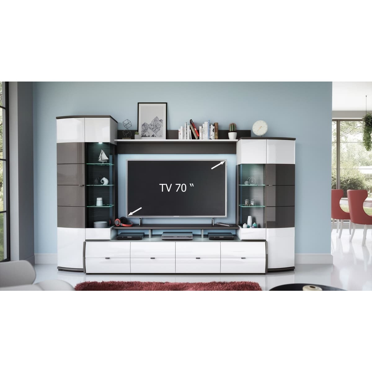 "Trendy Entertainment Unit For TVs Up To 70"" - White Gloss 300cm" - image 1