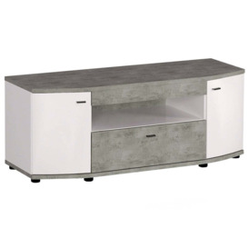 Rondo 03 TV Cabinet 150cm [Concrete Grey] - White Gloss 130cm