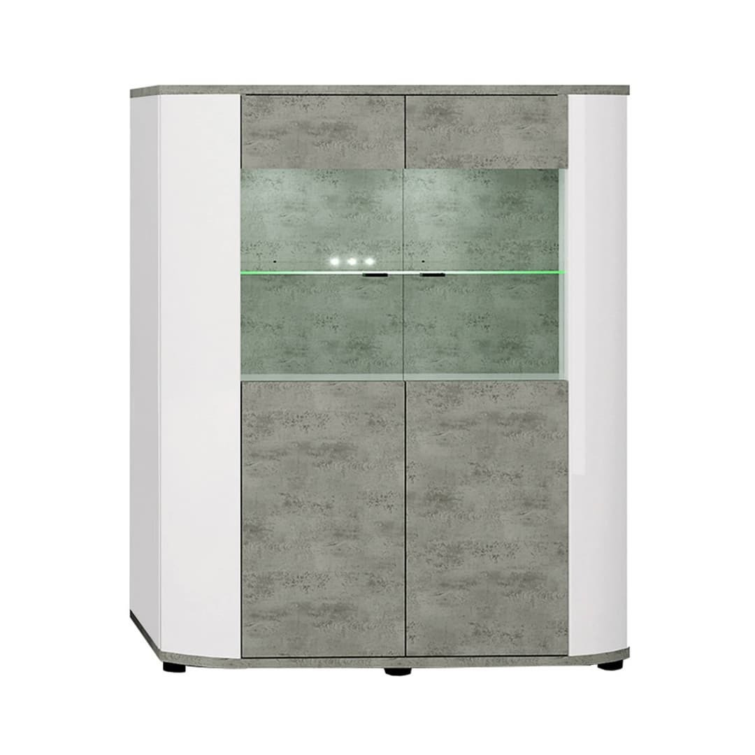 Rondo 30 Display Cabinet 100cm [Concrete Grey] - White Gloss 100cm - image 1