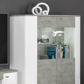 Rondo 30 Display Cabinet 100cm [Concrete Grey] - White Gloss 100cm - thumbnail 3