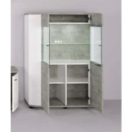 Rondo 30 Display Cabinet 100cm [Concrete Grey] - White Gloss 100cm - thumbnail 2