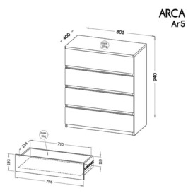 Arca AR5 Chest of Drawers 80cm - Oak Wotan 80cm - thumbnail 3