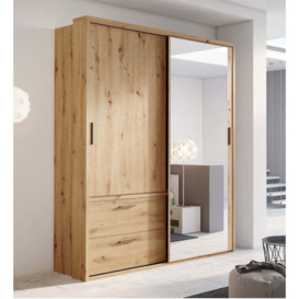 Arti 22 - 2 Sliding Door Wardrobe with Drawers 180cm - Oak Artisan 180cm - thumbnail 1