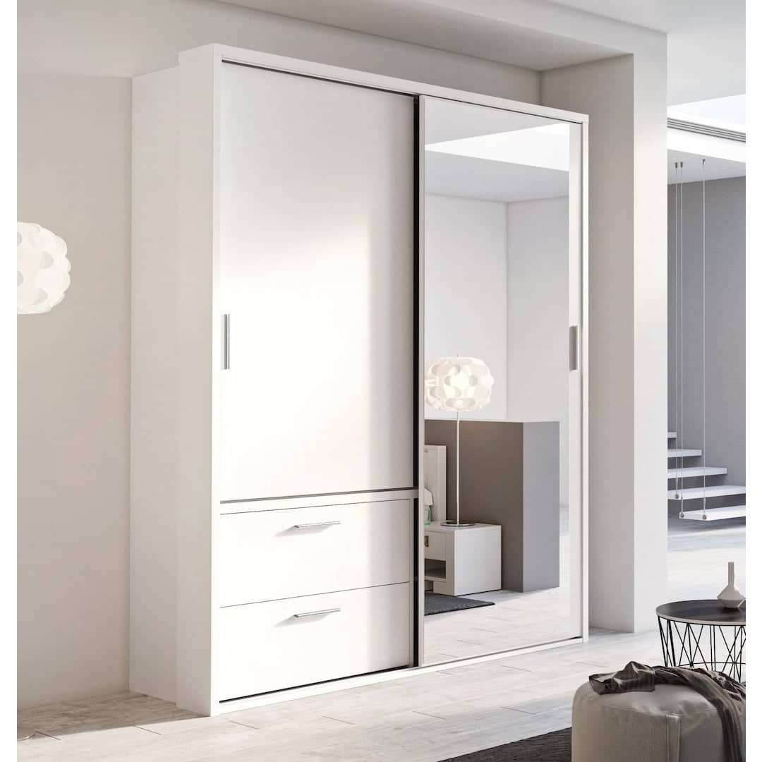 Arti 22 - 2 Sliding Door Wardrobe with Drawers 180cm - White Matt 180cm - image 1