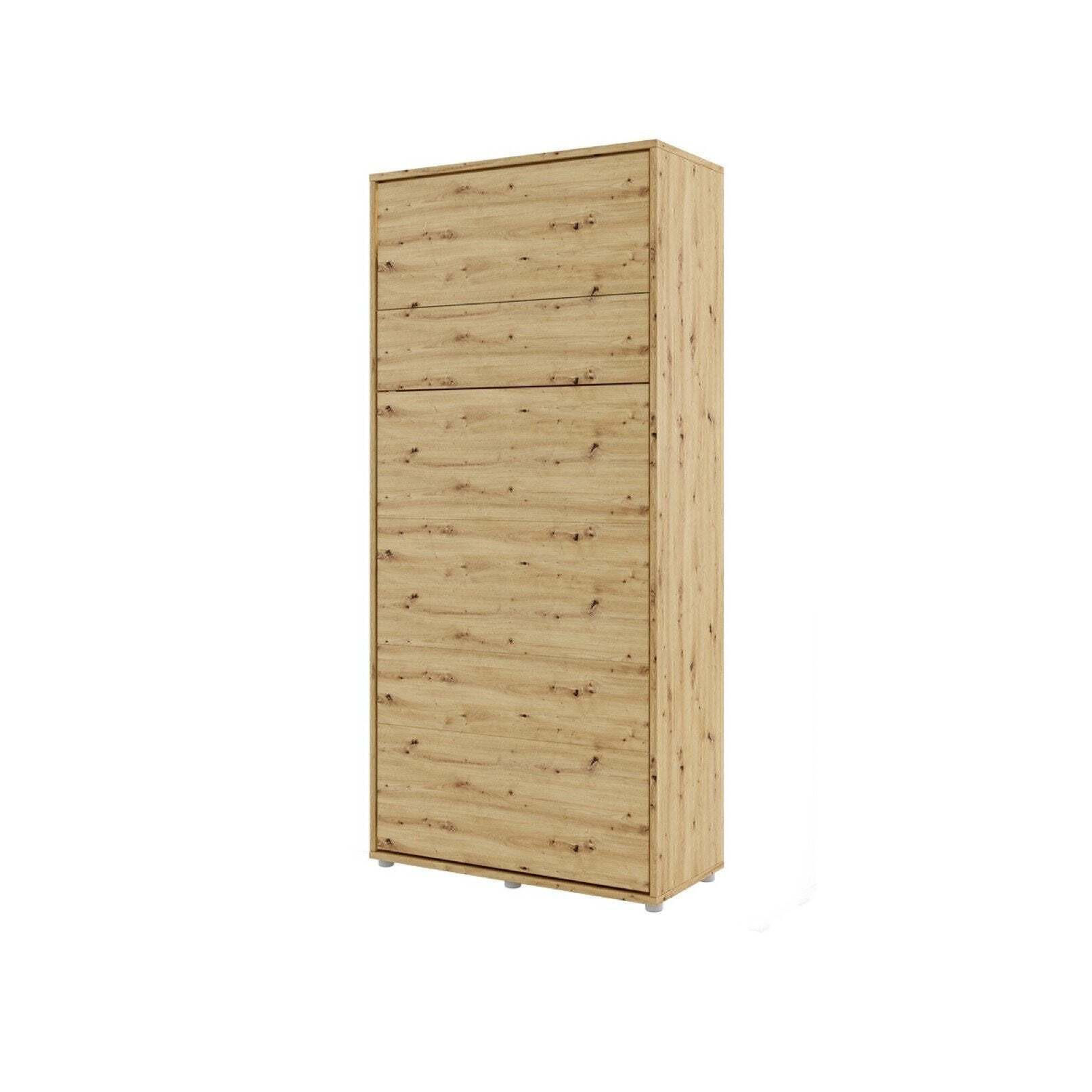 BC-03 Vertical Wall Bed Concept 90cm With Storage Cabinets and LED - Oak Artisan 90 x 200cm - image 1