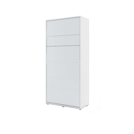 BC-03 Vertical Wall Bed Concept 90cm With Storage Cabinets and LED - White Gloss 90 x 200cm - thumbnail 3