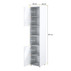 BC-03 Vertical Wall Bed Concept 90cm With Storage Cabinets and LED - White Gloss 90 x 200cm - thumbnail 2