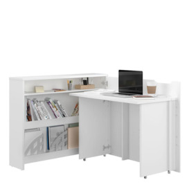 Work Concept Convertible Hidden Desk With Storage - Left White Gloss 115cm - thumbnail 3