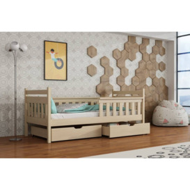 Wooden Single Bed Emma With Storage - Pine Bonnell Mattress - thumbnail 1