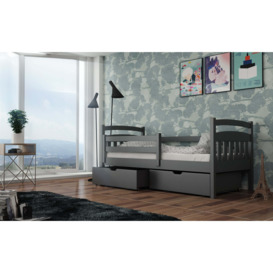 Wooden Single Bed Solo with Storage - Graphite Foam Mattresses - thumbnail 1
