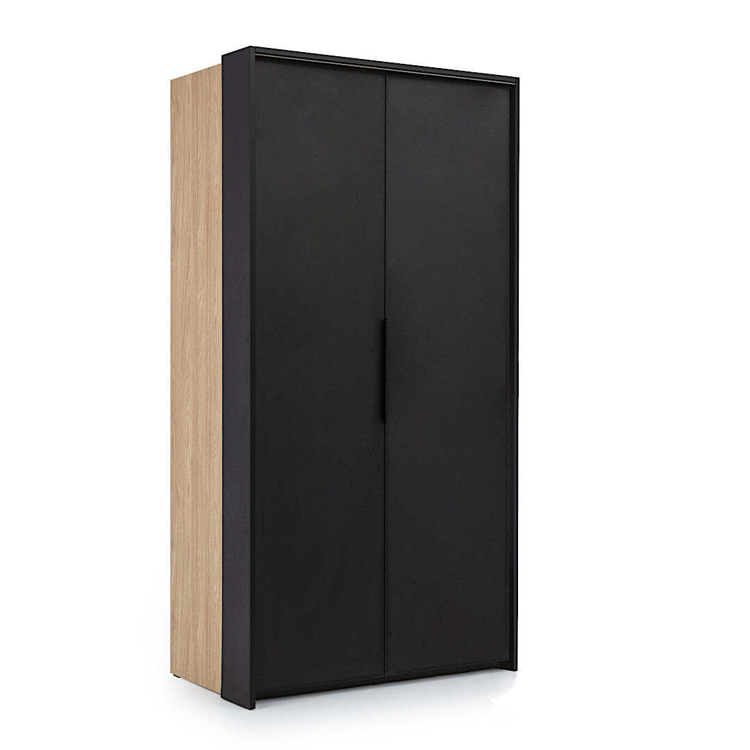 Black Loft Folding Door Wardrobe 104cm [Left] - Black 104cm - image 1