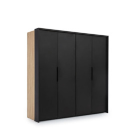Black Loft Folding Door Wardrobe 204cm - Black 204cm - thumbnail 1