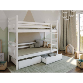 Wooden Bunk Bed Adas with Storage - White Matt Without Mattresses - thumbnail 1