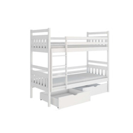 Wooden Bunk Bed Adas with Storage - White Matt Without Mattresses - thumbnail 3