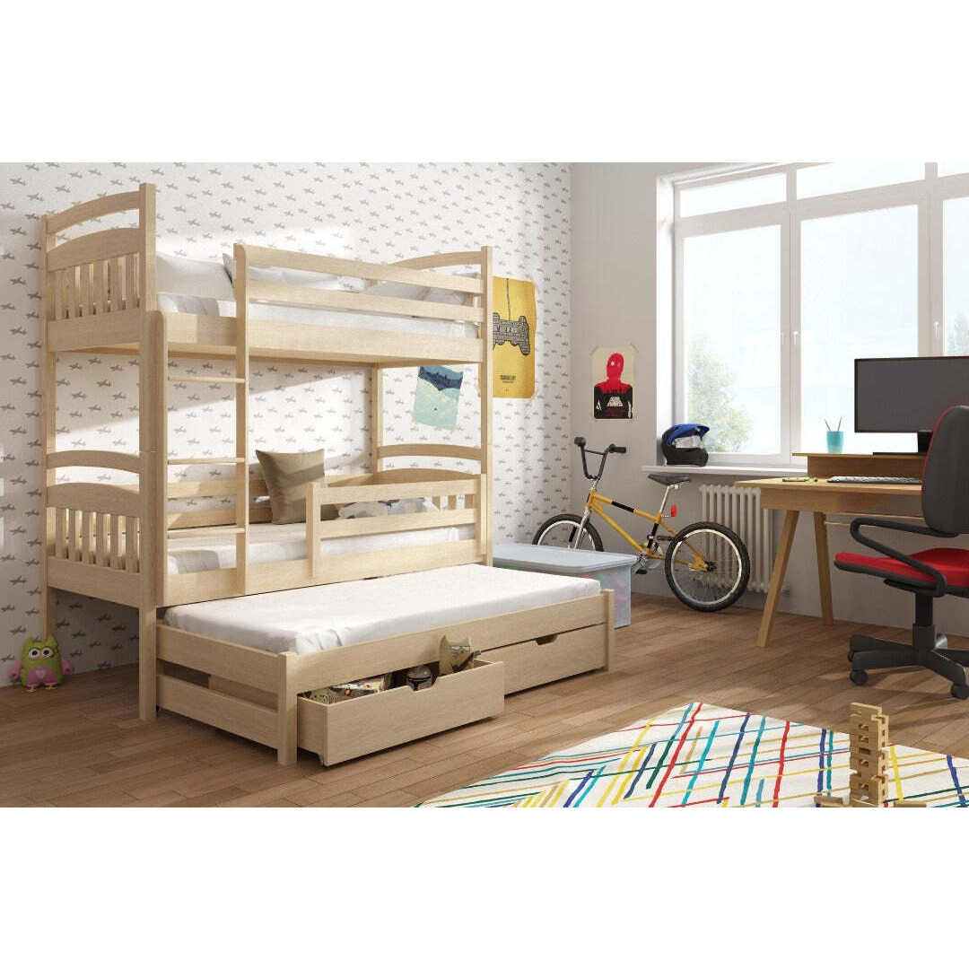 Alan Bunk Bed with Trundle and Storage - Pine Without Mattresses - image 1