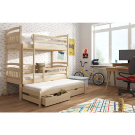 Alan Bunk Bed with Trundle and Storage - Pine Without Mattresses - thumbnail 1