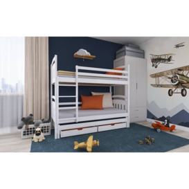 Alan Bunk Bed with Trundle and Storage - White Matt Without Mattresses - thumbnail 3