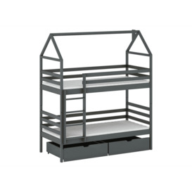 Wooden Bunk Bed Alex With Storage - Graphite Without Mattresses