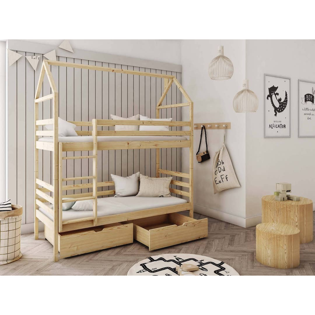 Wooden Bunk Bed Alex With Storage - Pine Without Mattresses - image 1