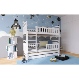 Anatol Bunk Bed with Trundle and Storage - Pine Foam Mattresses - thumbnail 2