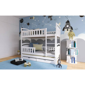 Anatol Bunk Bed with Trundle and Storage - Pine Foam Mattresses - thumbnail 3