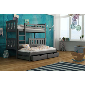 Anka Bunk Bed with Trundle and Storage - Grey Matt Without Mattresses - thumbnail 2
