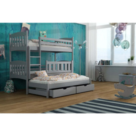 Anka Bunk Bed with Trundle and Storage - Grey Matt Without Mattresses - thumbnail 1