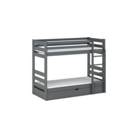 Wooden Bunk Bed Aya With Storage - Grey Foam/Bonnell Mattresses - thumbnail 2