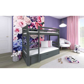 Wooden Bunk Bed Aya With Storage - Grey Foam/Bonnell Mattresses - thumbnail 3